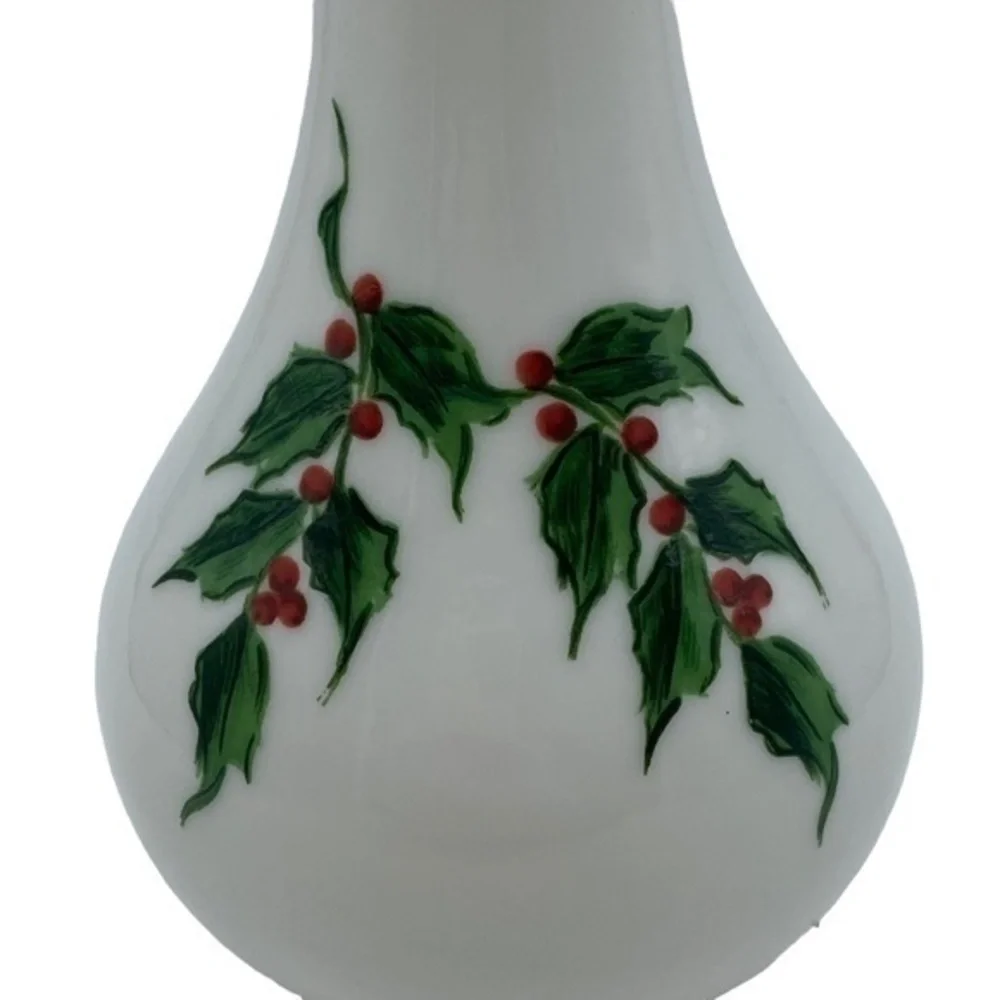 Vintage Westmoreland Glass Holiday Holly Ruffle Top Vase Handcrafted